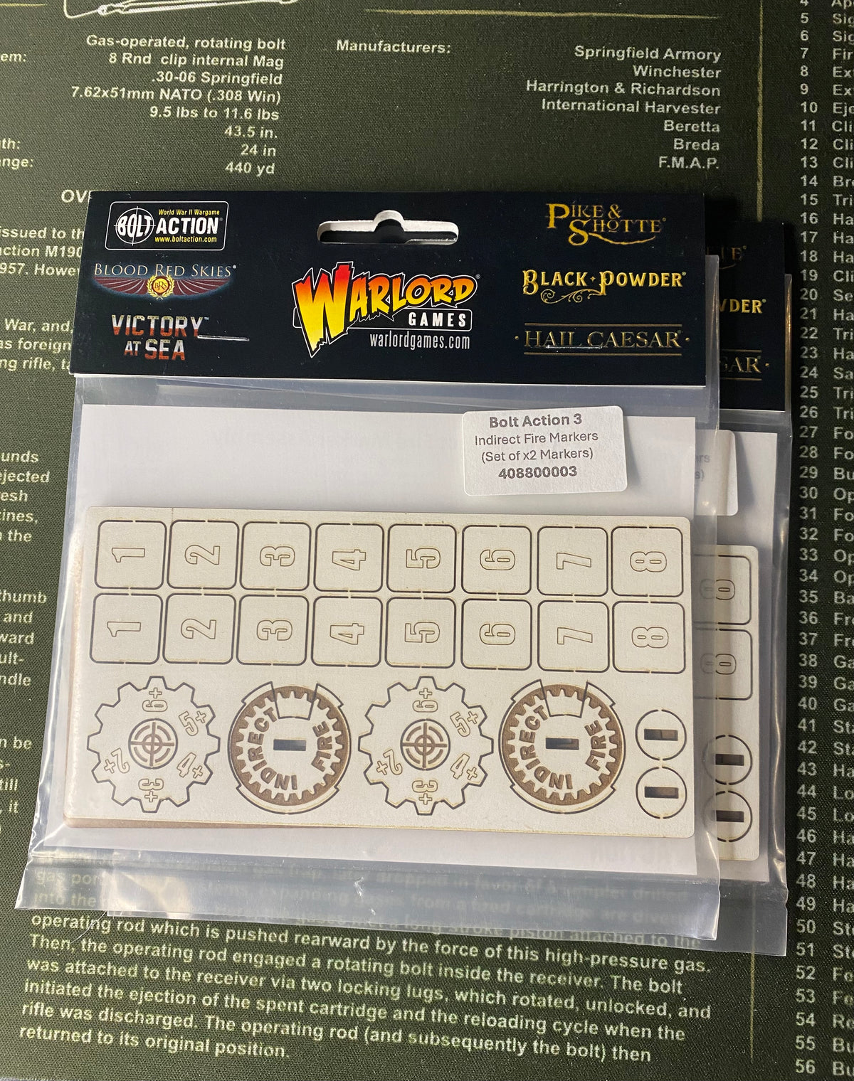 BA3 Indirect Fire Markers (Set of x2 Markers) – Bolt Action miniatures by Warlord Games, Warlord Minis Canada